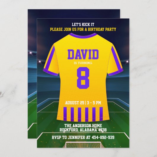 サッカーバースデーパーティ招待状 子供へ 招待状 (正面/裏面)