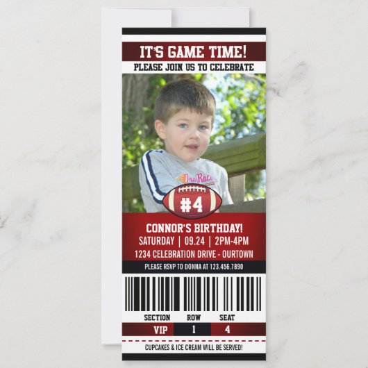 サッカーバースデーフォトテンプレート 招待状 (正面)