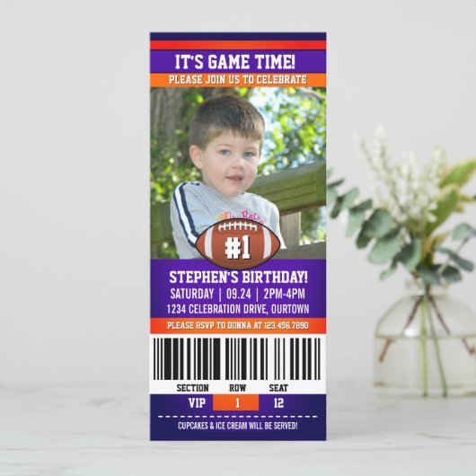 サッカーバースデーフォトテンプレート 招待状 (スタンド正面)