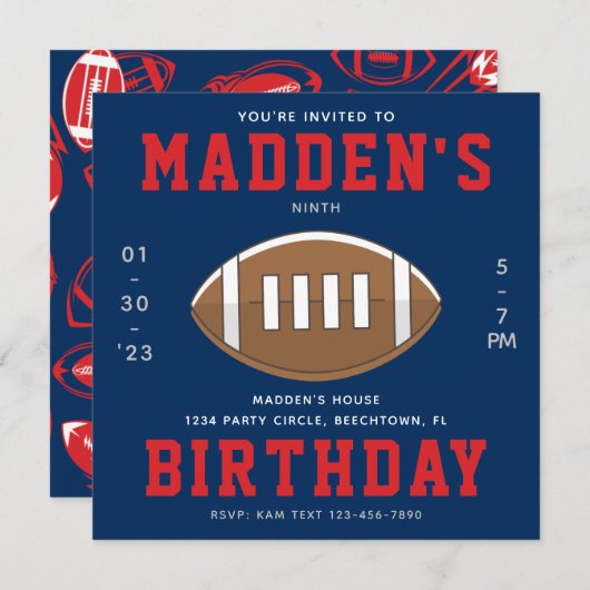 サッカーバースデー招待状 | サッカー パーティー 招待状 (正面/裏面)