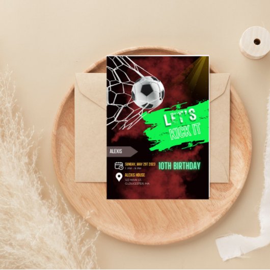 サッカーバースデー招待状、フットボール招待状 招待状