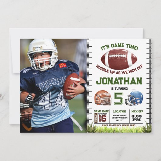 サッカーバースデー ボーイ 招待状 (正面)