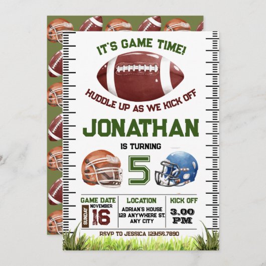 サッカーバースデー ボーイ 招待状 (正面/裏面)