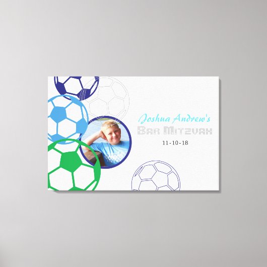 サッカーバー（ユダヤ教の）バル・ミツバーサインインフォトメモリボード キャンバスプリント (正面)