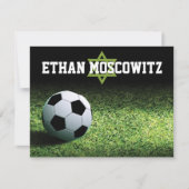 サッカーバー（ユダヤ教の）バル・ミツバーフラットサンキューノート サンキューカード (正面)