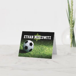 サッカーバー(ユダヤ教の)バル・ミツバー折りサンキューカード3 サンキューカード