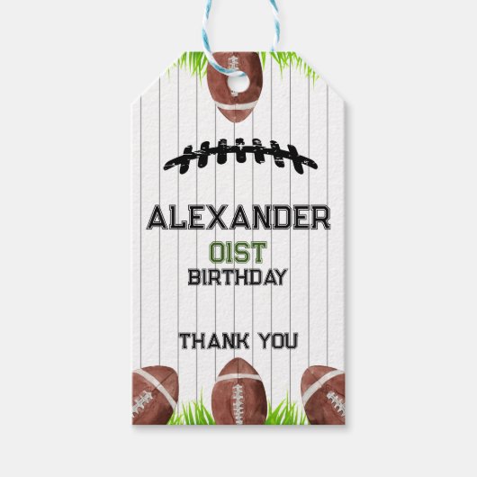 サッカーパターン誕生日 ギフトタグ (正面)