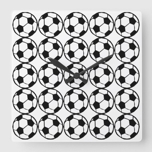 サッカーパターン スクエア壁時計 (正面)