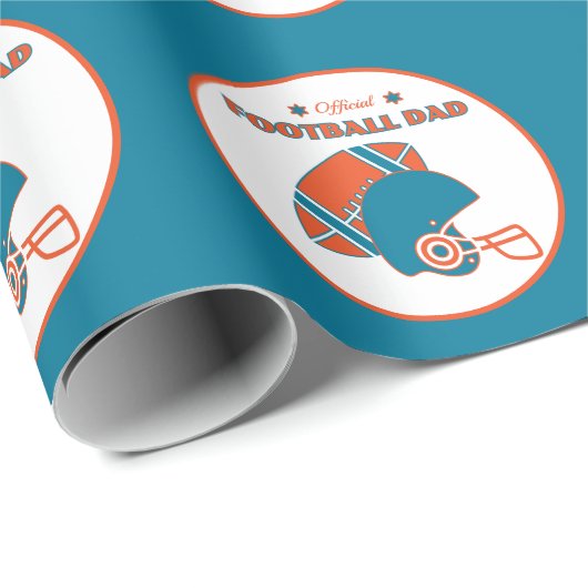 サッカーパパスポーツ愛好家オレンジブルーヴィンテージ ラッピングペーパー (ロールコーナー)