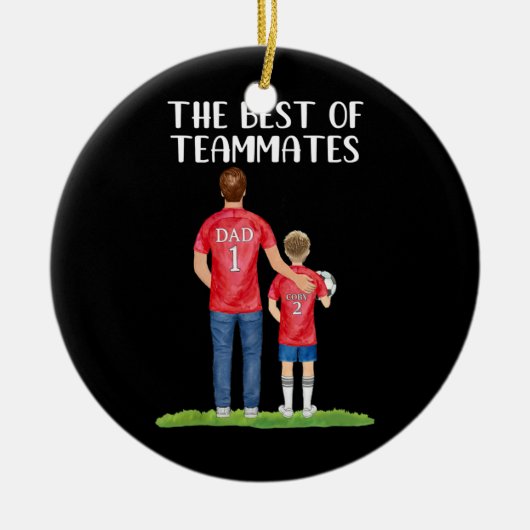 サッカーパパソンファーザーズデイサッカー選手 セラミックオーナメント (正面)