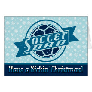 サッカーパパブルーデザインクリスマスカード