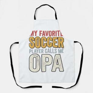サッカーパパ レトロ風タイポグラフィTシャツデザイン_1 エプロン