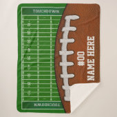 サッカーパーソナライズされたとフットボールのフィールド毛布 シェルパブランケット (正面)