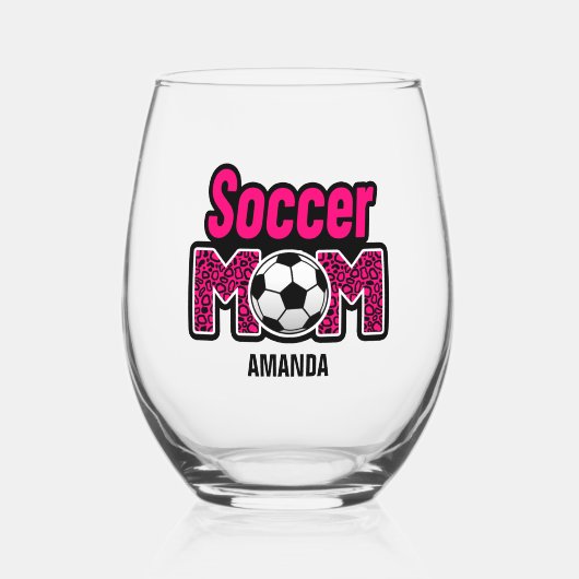 サッカーパーソナライズされたのお母さんの日 ステムなしワイングラス (正面)