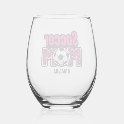 サッカーパーソナライズされたのお母さんの日 ステムなしワイングラス (裏面)