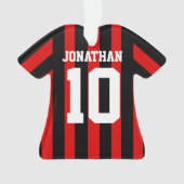 サッカーパーソナライズされたのサッカーシャストライプツ オーナメント (正面)