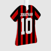 サッカーパーソナライズされたのサッカーシャストライプツ オーナメント (正面)