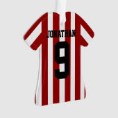 サッカーパーソナライズされたのサッカーシャストライプツ オーナメント (正面)