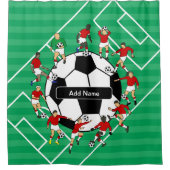 サッカーパーソナライズされたのサッカー シャワーカーテン (正面)
