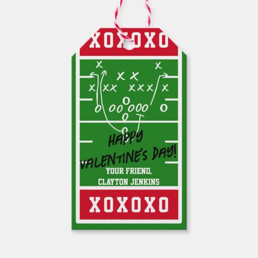 サッカーパーソナライズされたのバレンタインデーのカード ギフトタグ (正面)