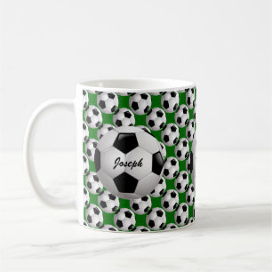サッカーパーソナライズされたのパターンのサッカーボール コーヒーマグカップ