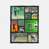 サッカーパーソナライズされたのフォトコラージュ フリースブランケット (正面)