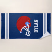 サッカーパーソナライズされたのヘルメットの子供 ビーチタオル (正面)