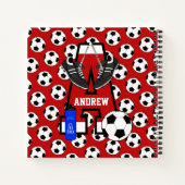 サッカーパーソナライズされたのモノグラム文字A ノートブック (裏面)