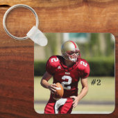 サッカーパーソナライズされたの写真と番号 キーホルダー (正面)