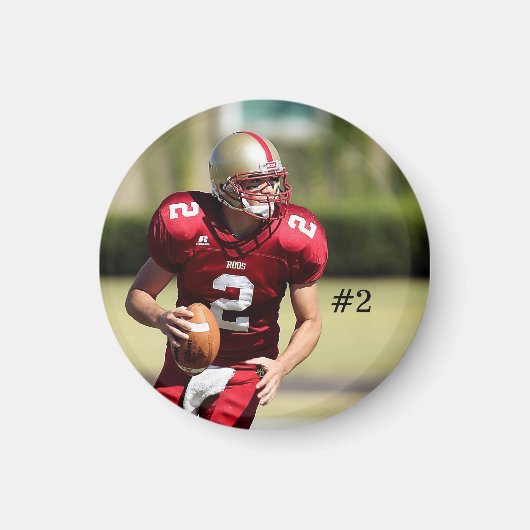 サッカーパーソナライズされたの写真と番号 マグネット (正面)