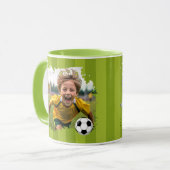 サッカーパーソナライズされたの写真 – 名前をカスタムすると画像 マグカップ (正面左)