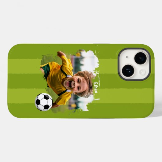サッカーパーソナライズされたの写真 – 名前をカスタムすると画像 Case-Mate iPhoneケース (裏面 (横))