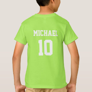 サッカーパーソナライズされたの名前とナンバーグリーン Tシャツ