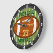 サッカーパーソナライズされたの名前と番号 ラージ壁時計 (傾斜)