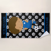 サッカーパーソナライズされたの名前(キッズ) ビーチタオル (正面)