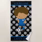 サッカーパーソナライズされたの名前(キッズ) ビーチタオル (正面)