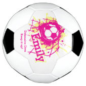 サッカーパーソナライズされたの守備女子ピンク サッカーボール (回転)