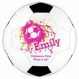 サッカーパーソナライズされたの守備女子ピンク サッカーボール