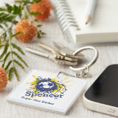 サッカーパーソナライズされたの守備男子ブルーチーム キーホルダー (正面右)