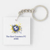 サッカーパーソナライズされたの守備男子ブルーチーム キーホルダー (裏面)