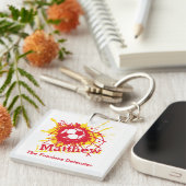 サッカーパーソナライズされたの守備男子レッドチーム キーホルダー (正面右)