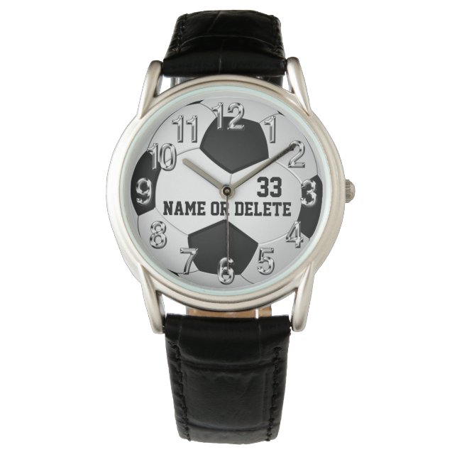 サッカーパーソナライズされたの時計男性へ、女性、子供 腕時計 (正面)