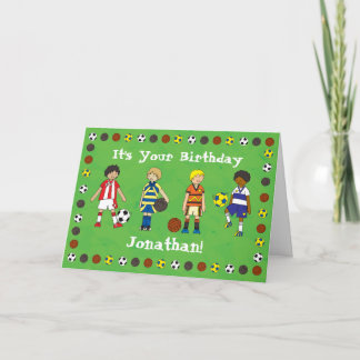 サッカーパーソナライズされたの誕生日カード カード