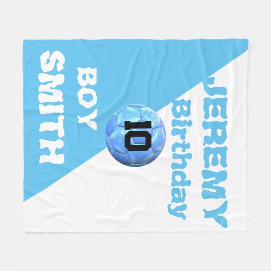 サッカーパーソナライズされたの誕生日スポーツ フリースブランケット (正面(横))