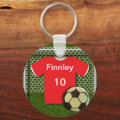 サッカーパーソナライズされたをテーマにしたキーチェーン キーホルダー (正面)