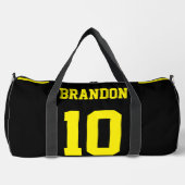 サッカーパーソナライズされたイエローモダンプリントバックパック ダッフルバッグ (正面)