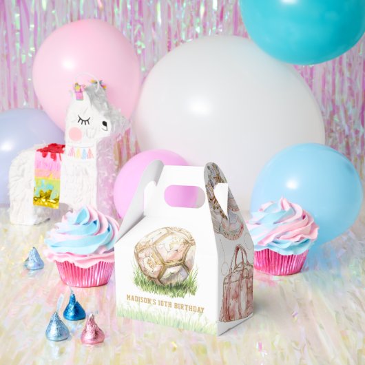 サッカーパーソナライズされたガール誕生日 フェイバーボックス (パーティー)