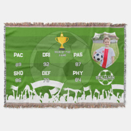 サッカーパーソナライズされたギフト子供へ、カスタムフットカード スローブランケット