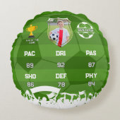 サッカーパーソナライズされたギフト子供へ、カスタムフットカード ラウンドクッション (正面)