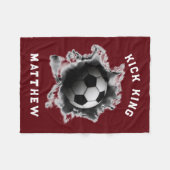サッカーパーソナライズされたギフト フリースブランケット (正面(横))